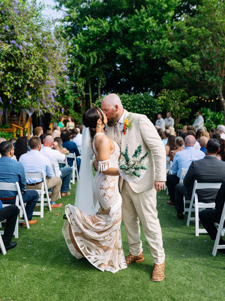 A wedding ceremony on the lawn at Rockledge Gardens