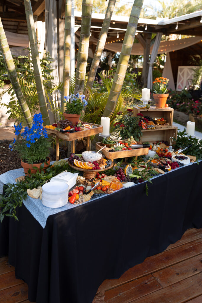 A wedding reception under the pavilion at Rockledge Gardens